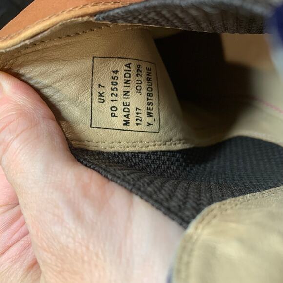 Joules Westbourne Tan Leather Navy Blue Velvet Chelsea Boot US Womens Size 9 - Picture 8 of 9